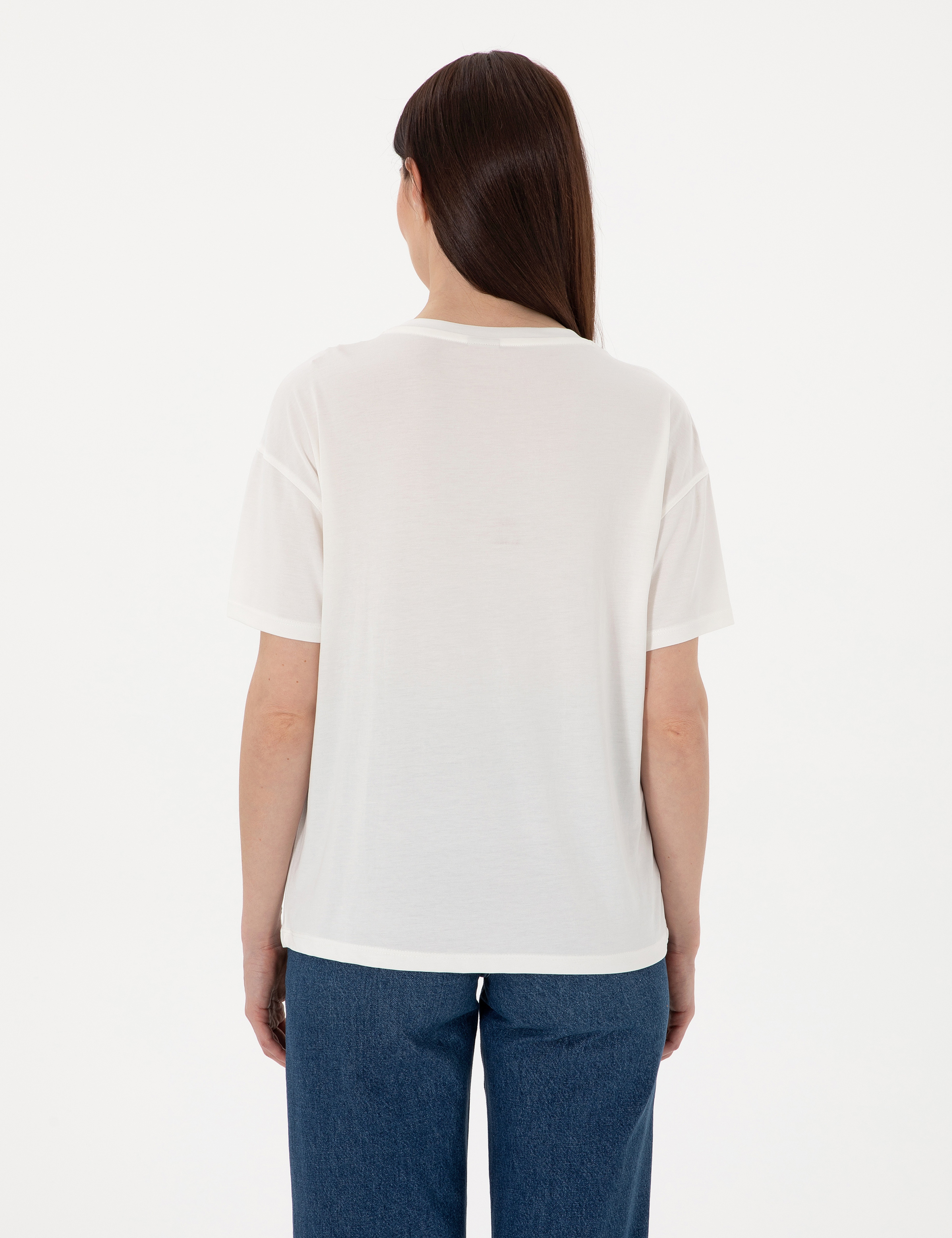 Beyaz Comfort Fit Tişört - Image 5