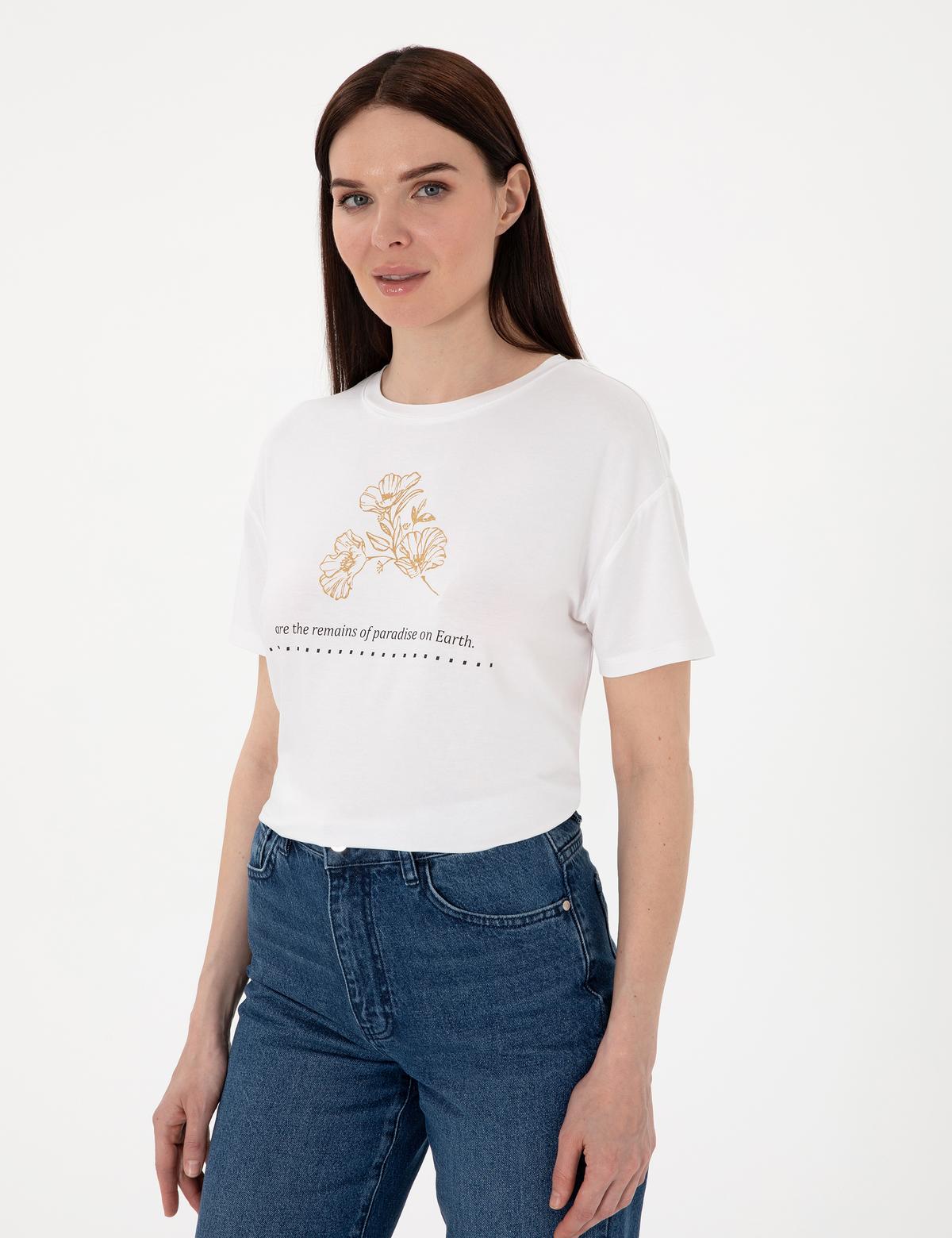 Beyaz Regular Fit Tişört - 50305787005