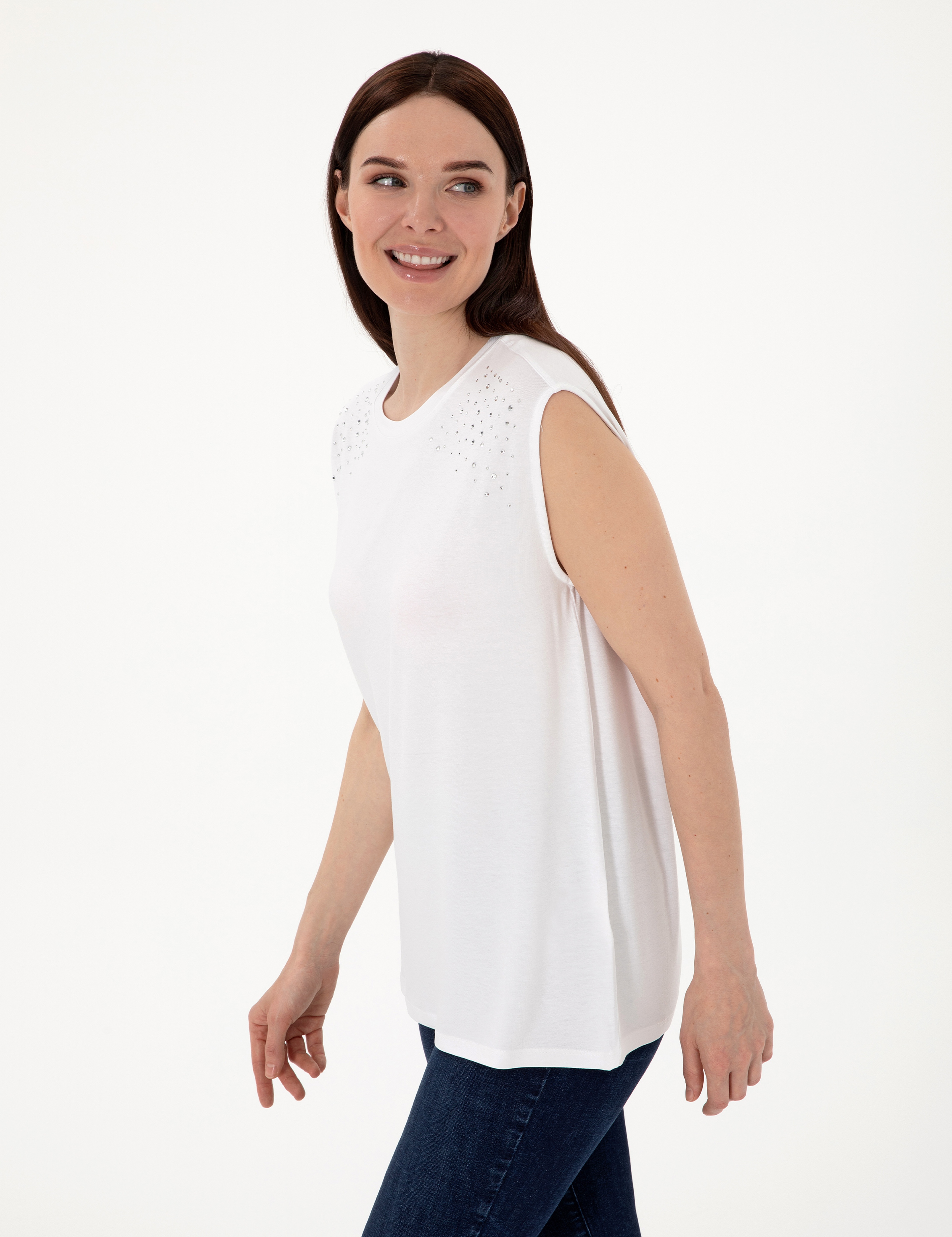 Beyaz Regular Fit Tişört - Image 3