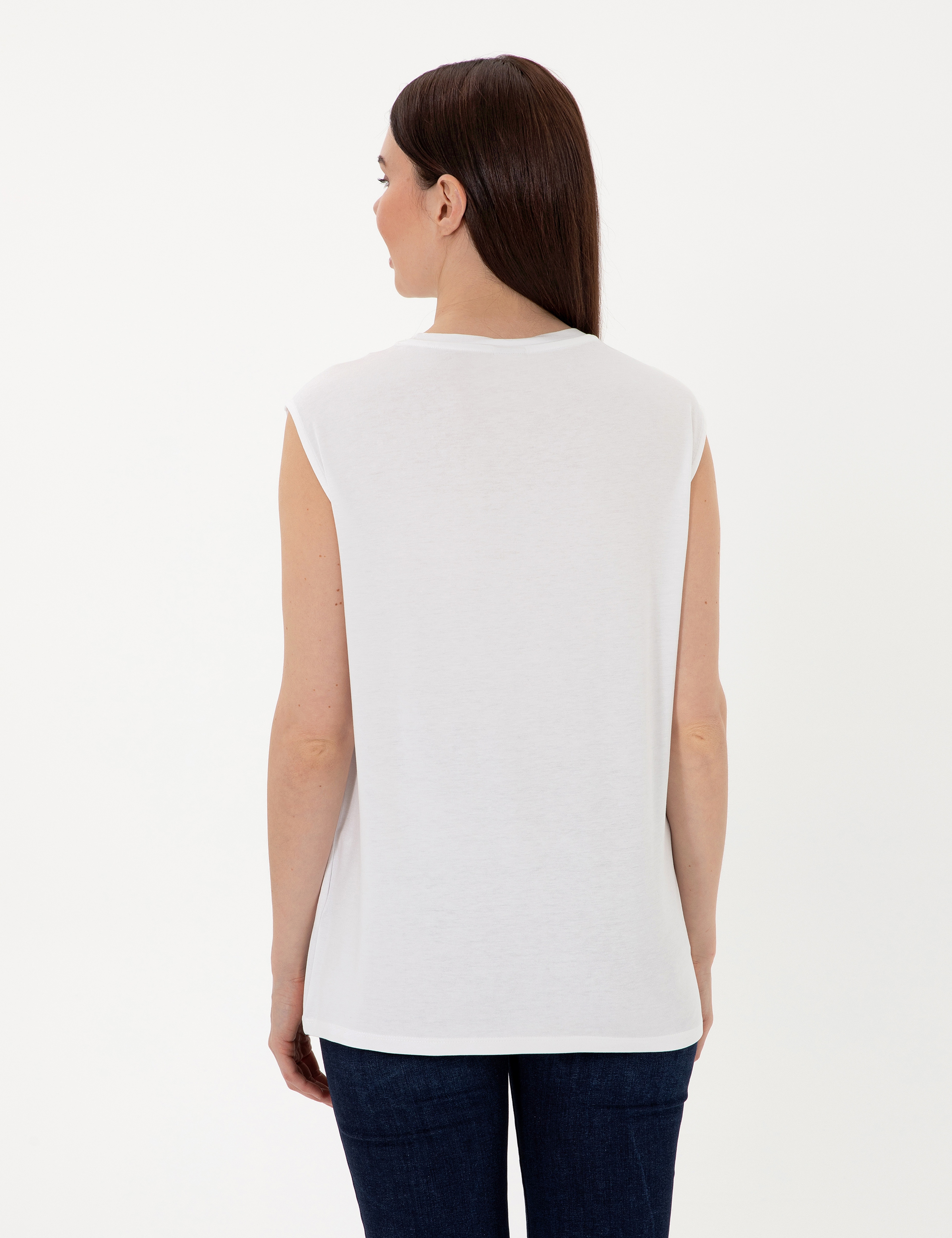 Beyaz Regular Fit Tişört - Image 5