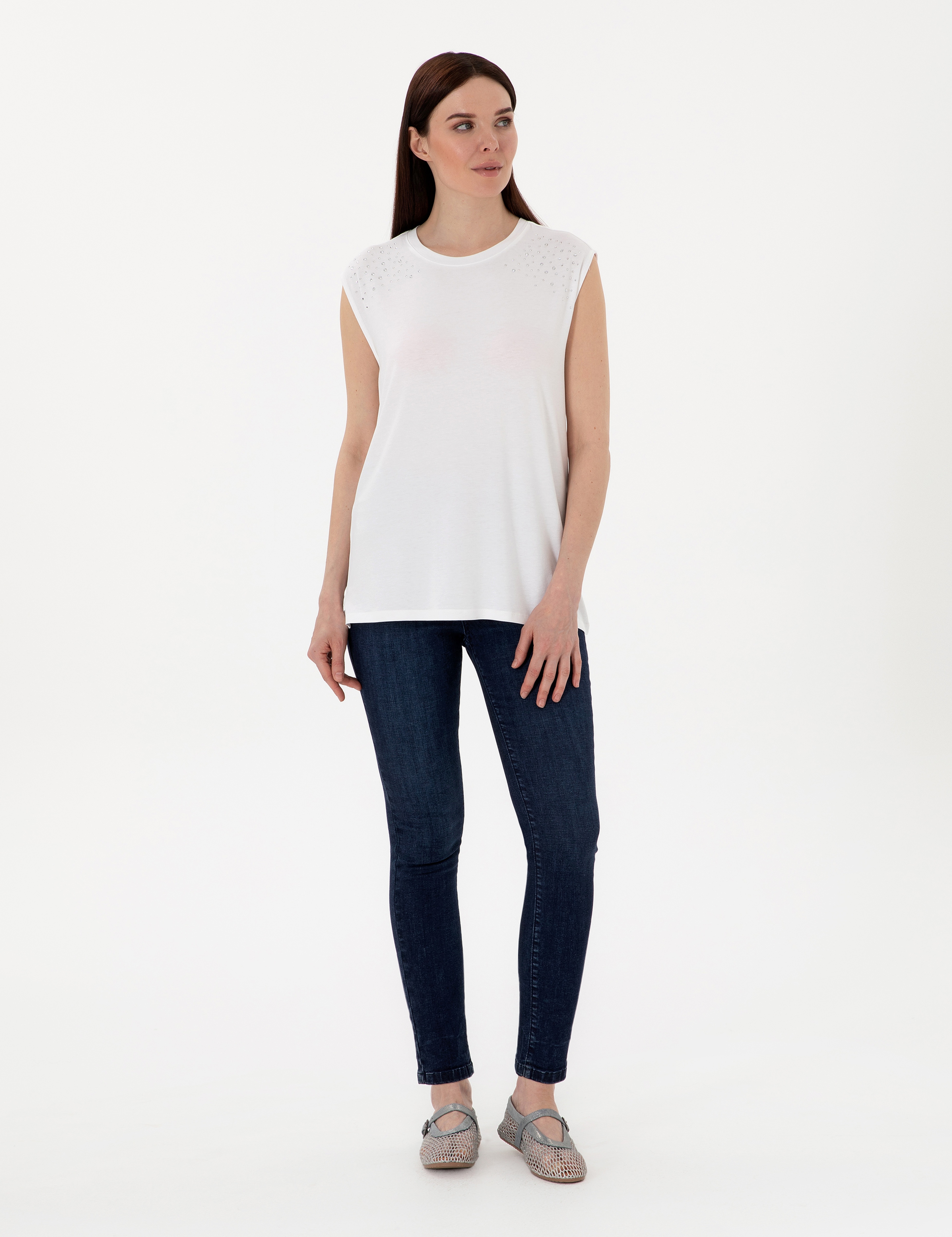 Beyaz Regular Fit Tişört - Image 4