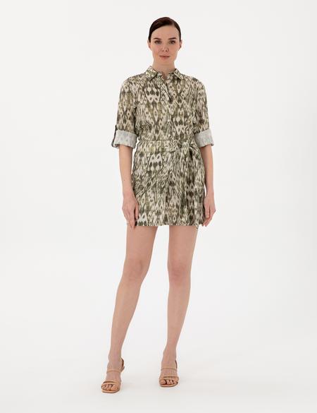 Haki Comfort Fit Uzun Kollu Keten Gömlek - 50301088004