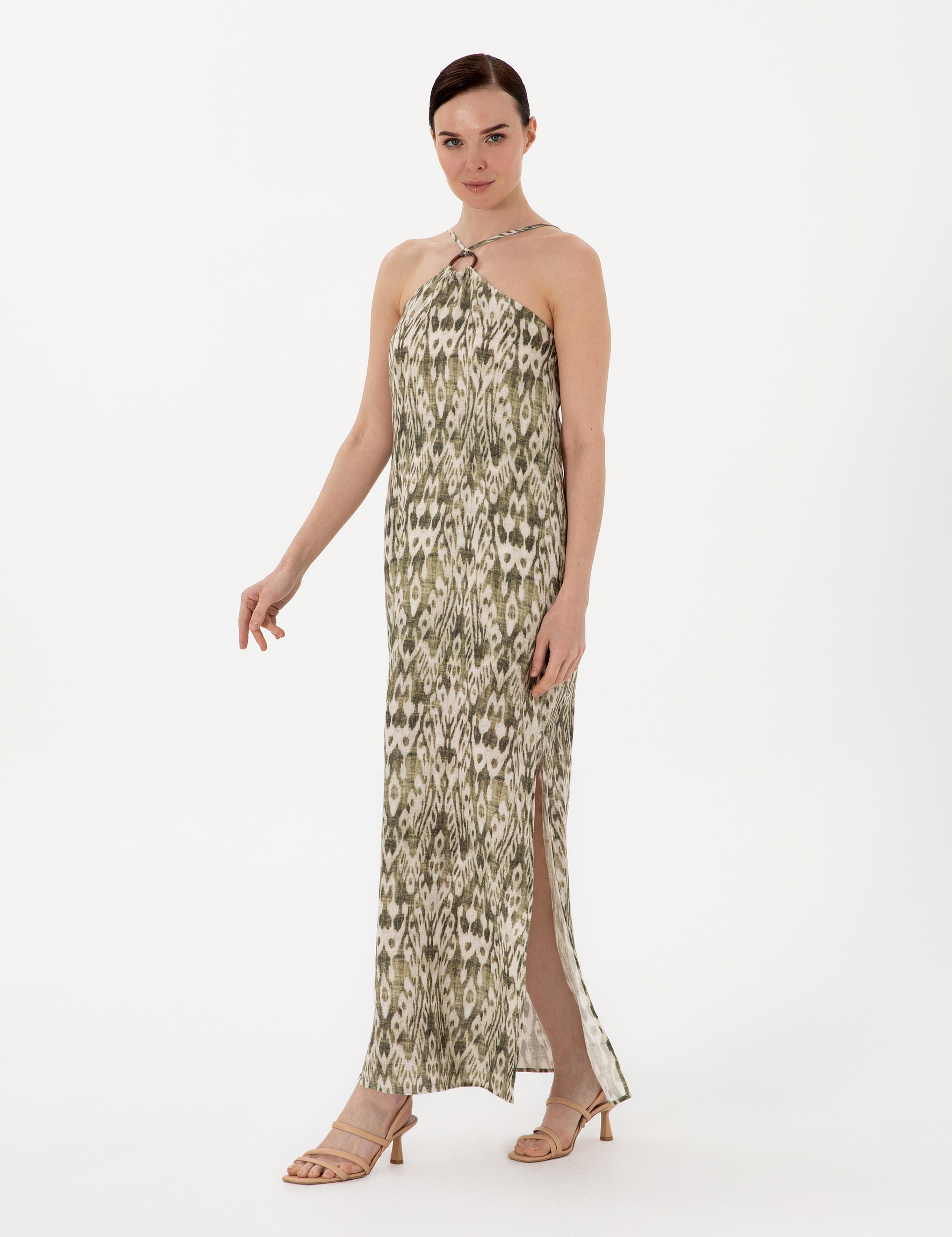 Haki Regular Fit Dokuma Elbise