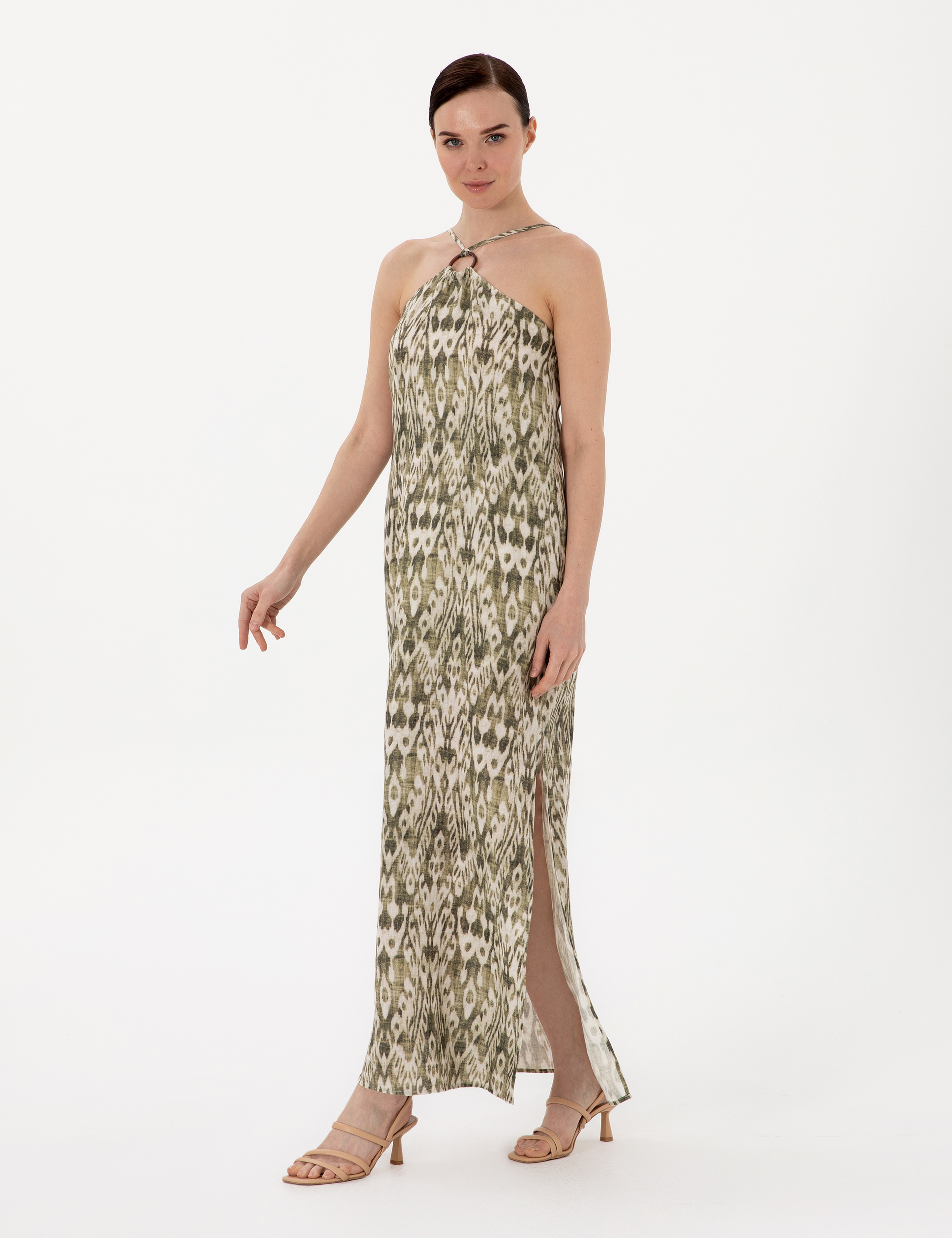 Haki Regular Fit Dokuma Elbise - Image 1