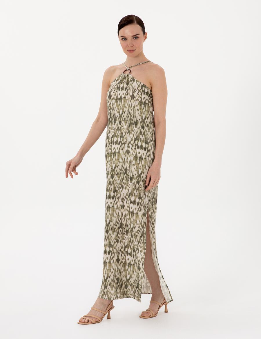 Haki Regular Fit Dokuma Elbise