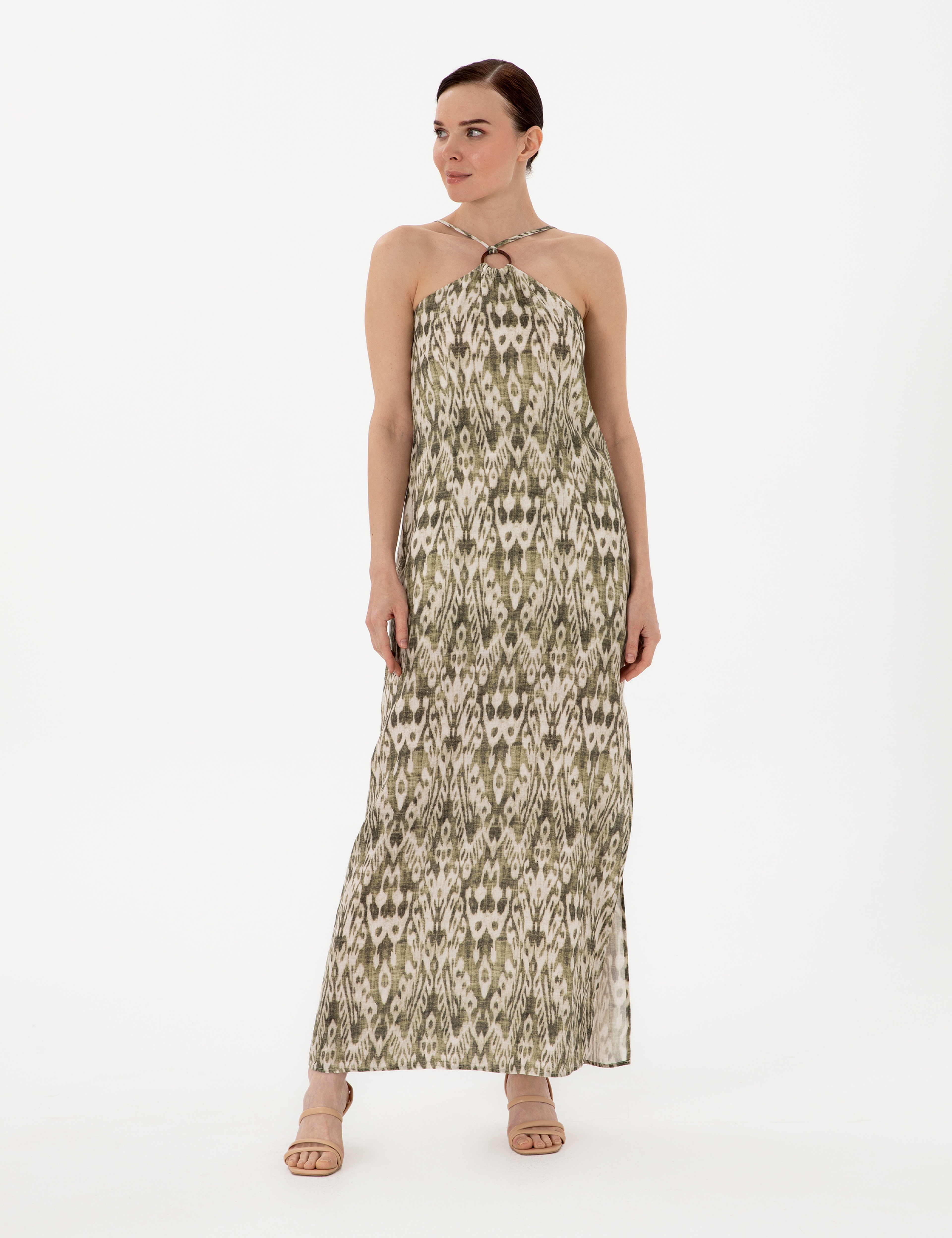 Haki Regular Fit Dokuma Elbise - Image 3