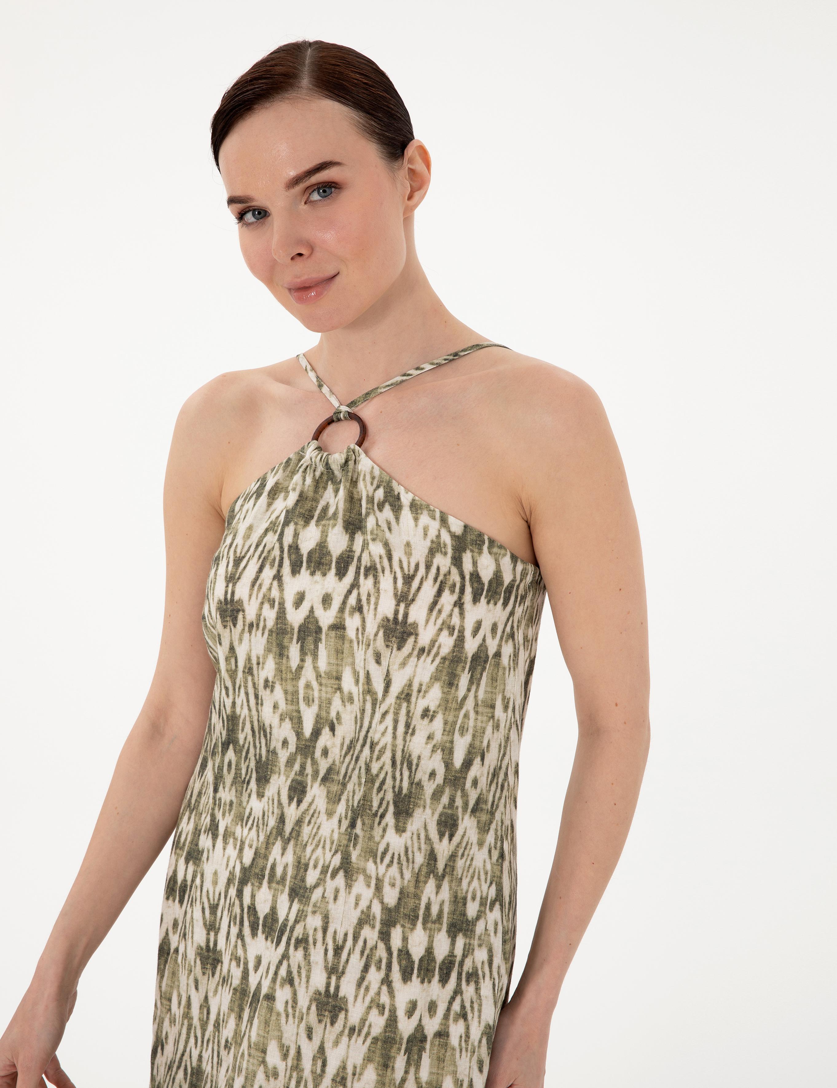 Haki Regular Fit Dokuma Elbise