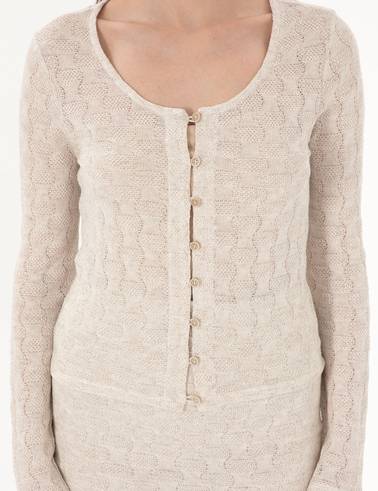 Krem Slim Fit Örme Hırka