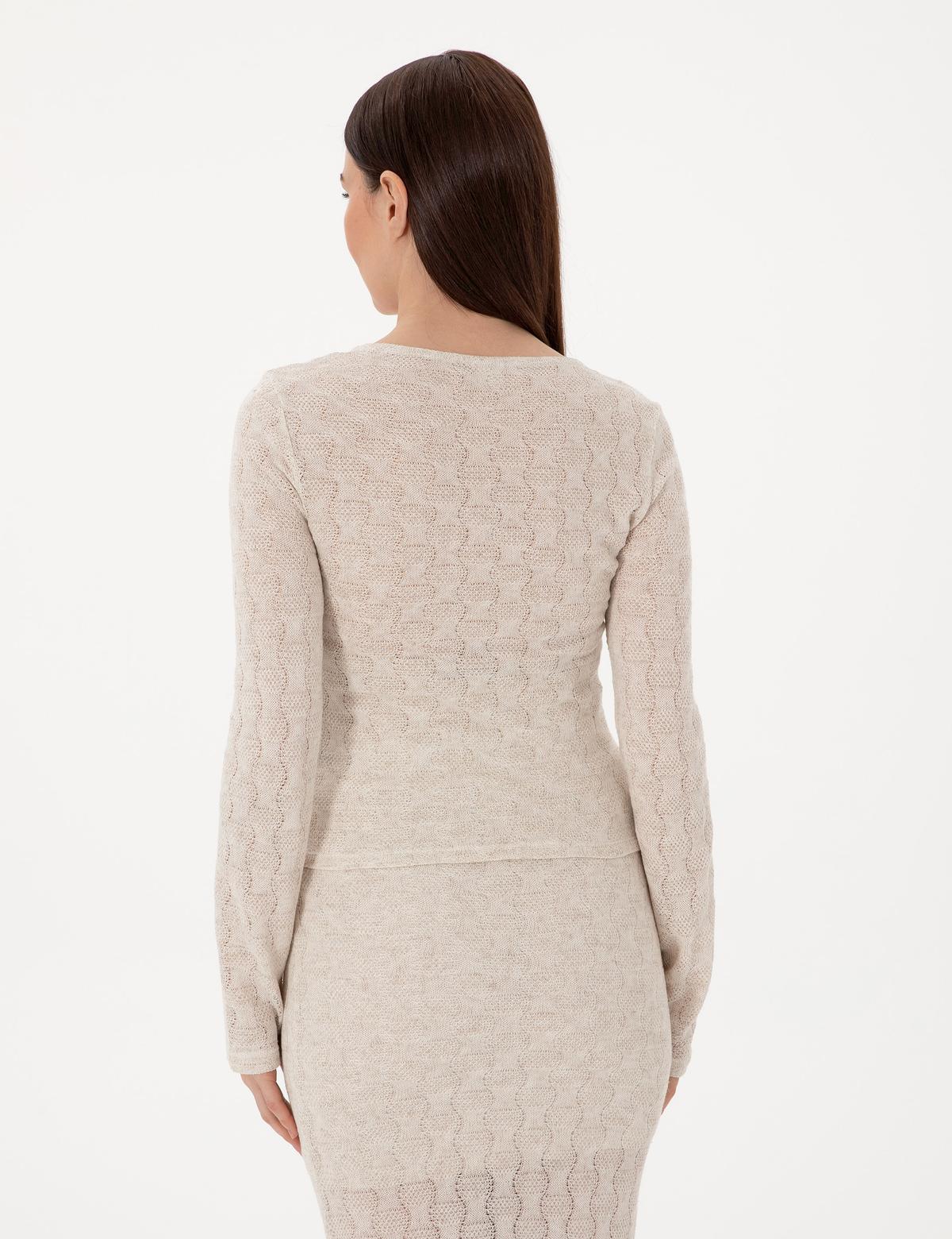 Krem Slim Fit Örme Hırka - 50301371007