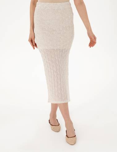 Krem Slim Fit Örme Etek