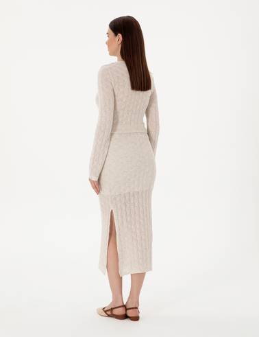 Krem Slim Fit Örme Etek