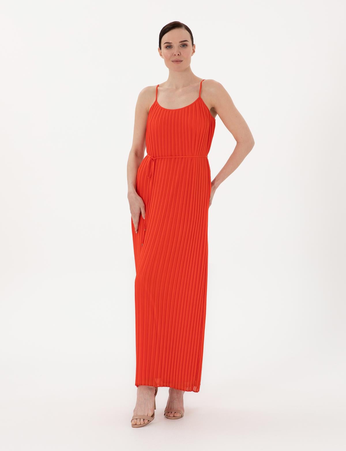 Kırmızı Regular Fit Dokuma Elbise