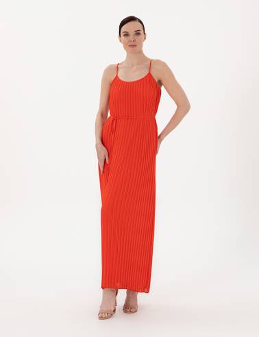 Kırmızı Regular Fit Dokuma Elbise