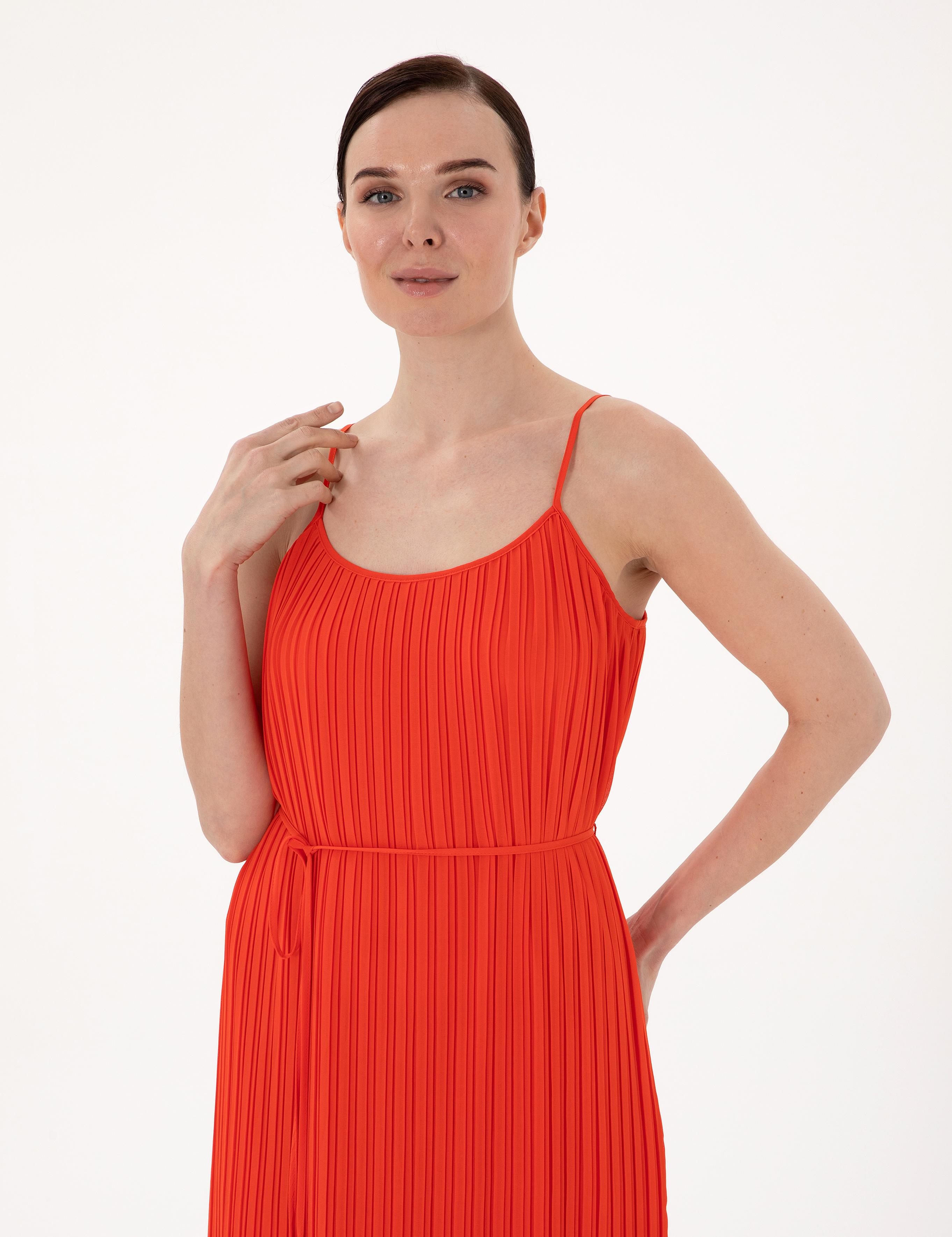 Kırmızı Regular Fit Dokuma Elbise