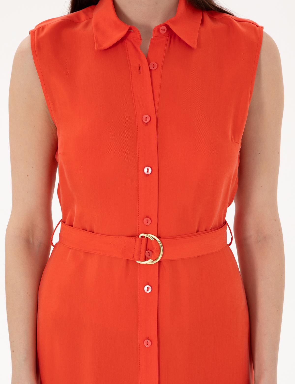 Kırmızı Regular Fit Dokuma Elbise - 50306939005