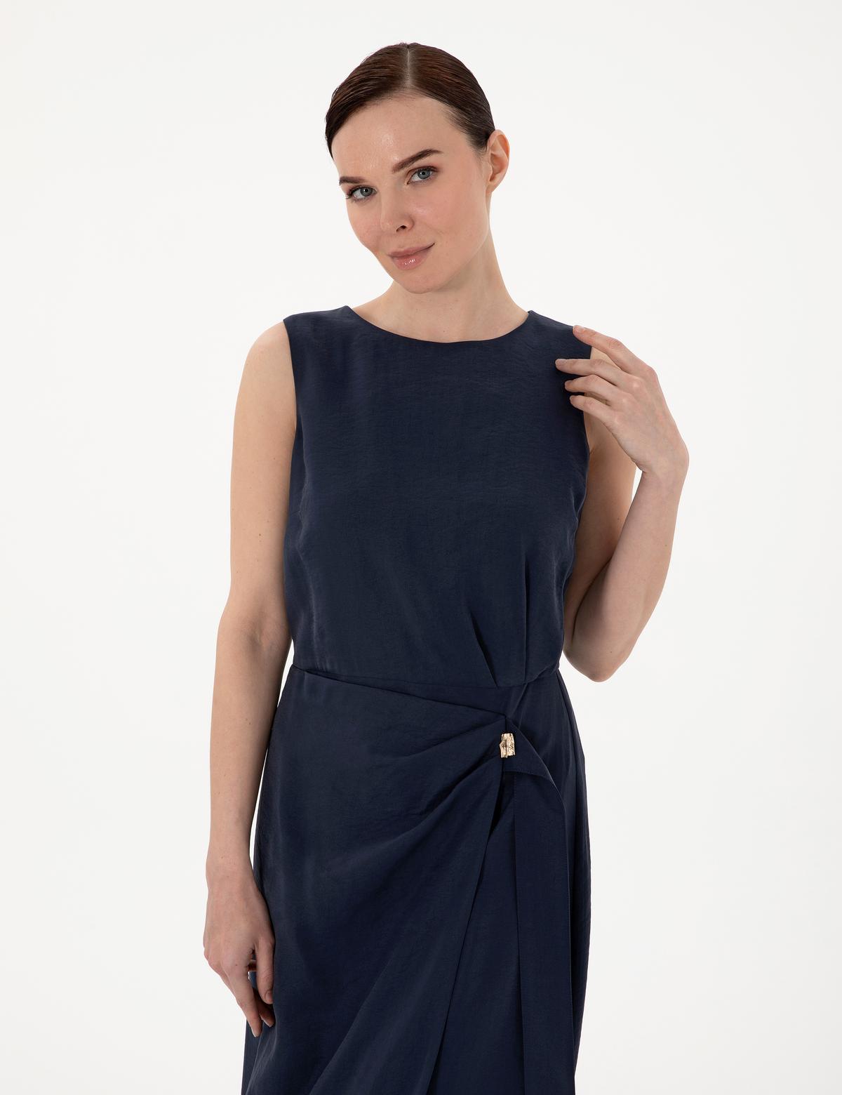 Lacivert Regular Fit Dokuma Elbise - 50301028001