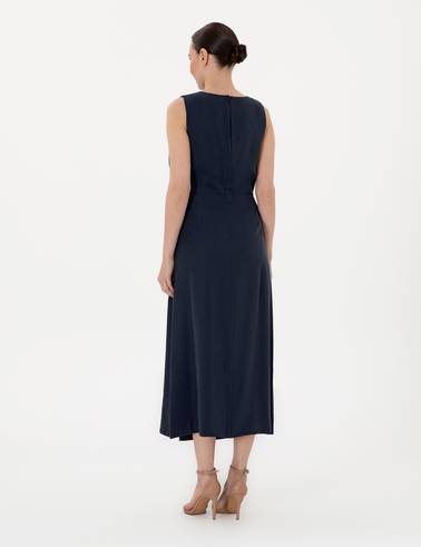 Lacivert Regular Fit Dokuma Elbise