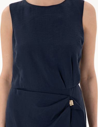 Lacivert Regular Fit Dokuma Elbise