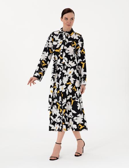 Siyah Comfort Fit Dokuma Elbise - 50301052002