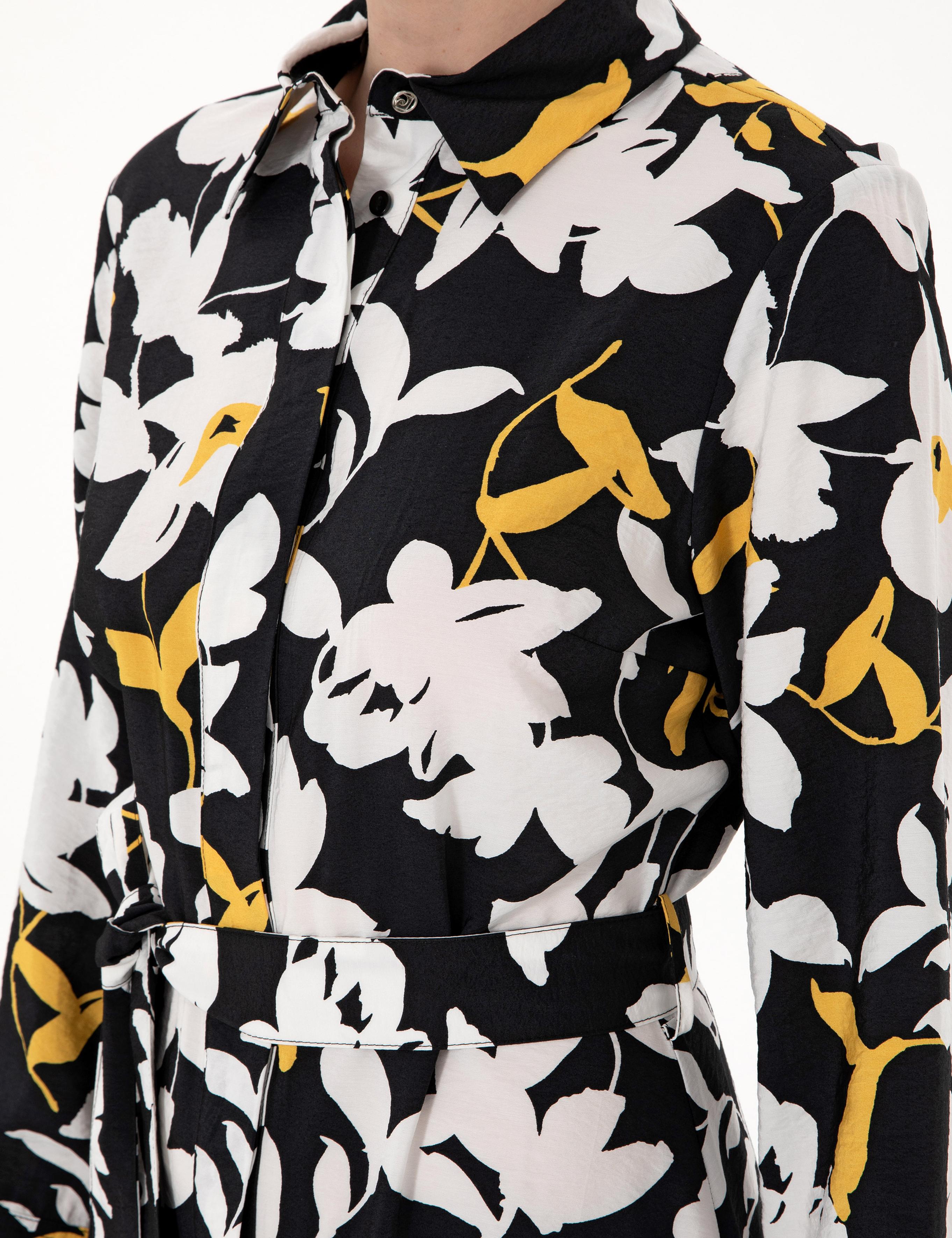 Siyah Comfort Fit Dokuma Elbise