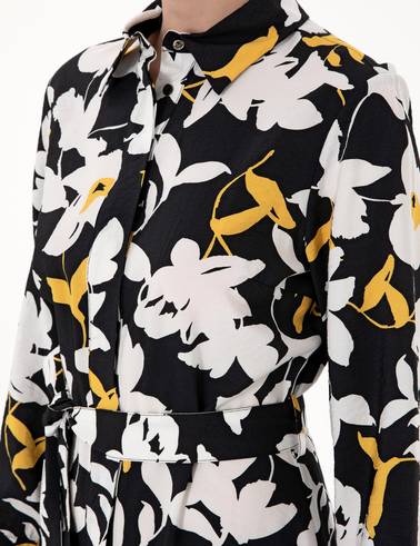 Siyah Comfort Fit Dokuma Elbise