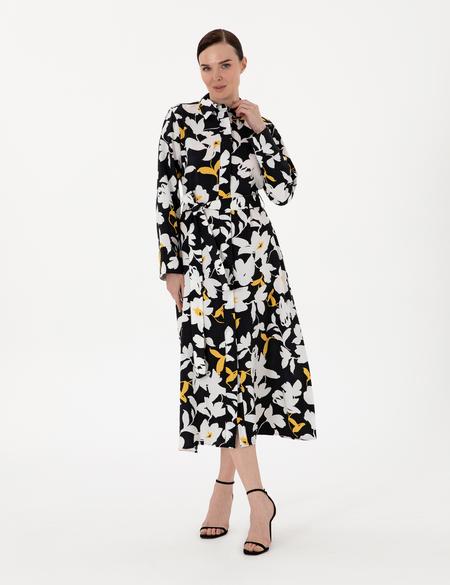 Siyah Comfort Fit Dokuma Elbise - 50301052002