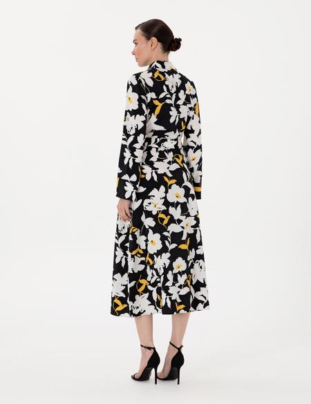 Siyah Comfort Fit Dokuma Elbise - 50301052002