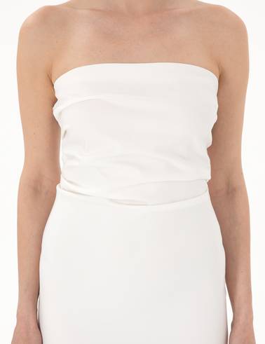Beyaz Slim Fit Dokuma Elbise