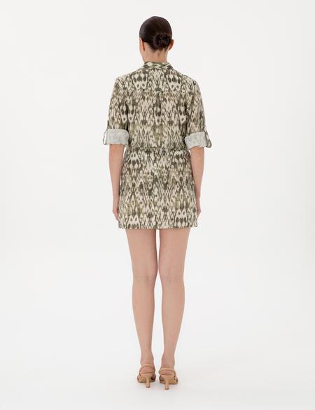 Haki Slim Fit Keten Dokuma Etek - 50301233002