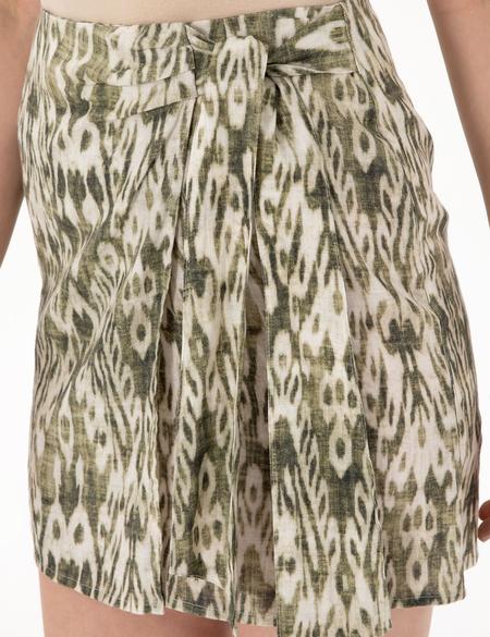 Haki Slim Fit Keten Dokuma Etek - 50301233002