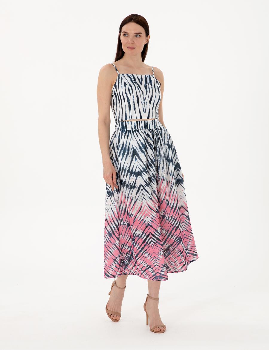 İndigo A Kesim Dokuma Etek