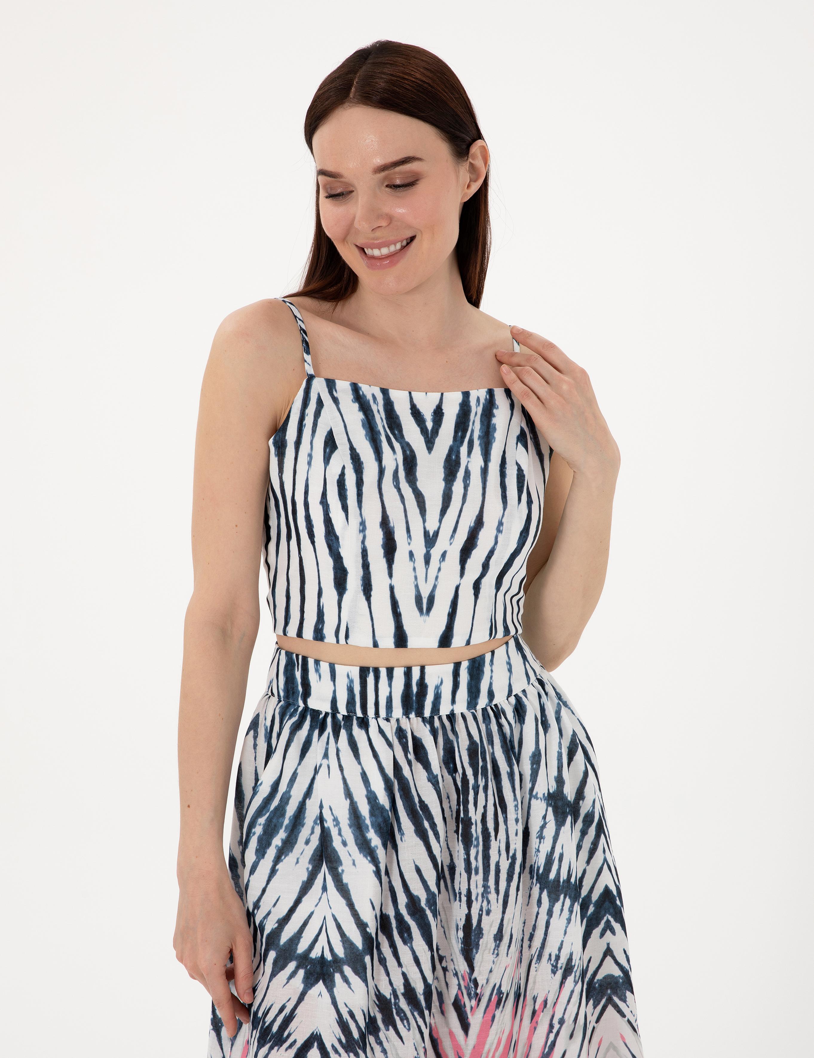 İndigo Crop Top Bluz