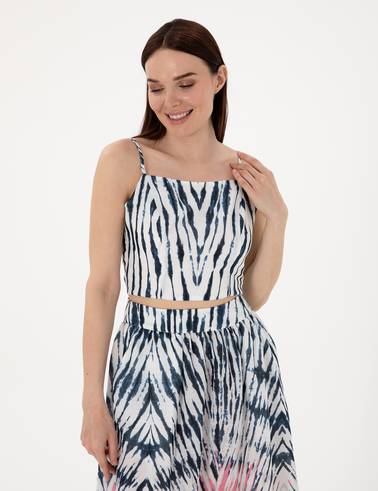 İndigo Crop Top Bluz