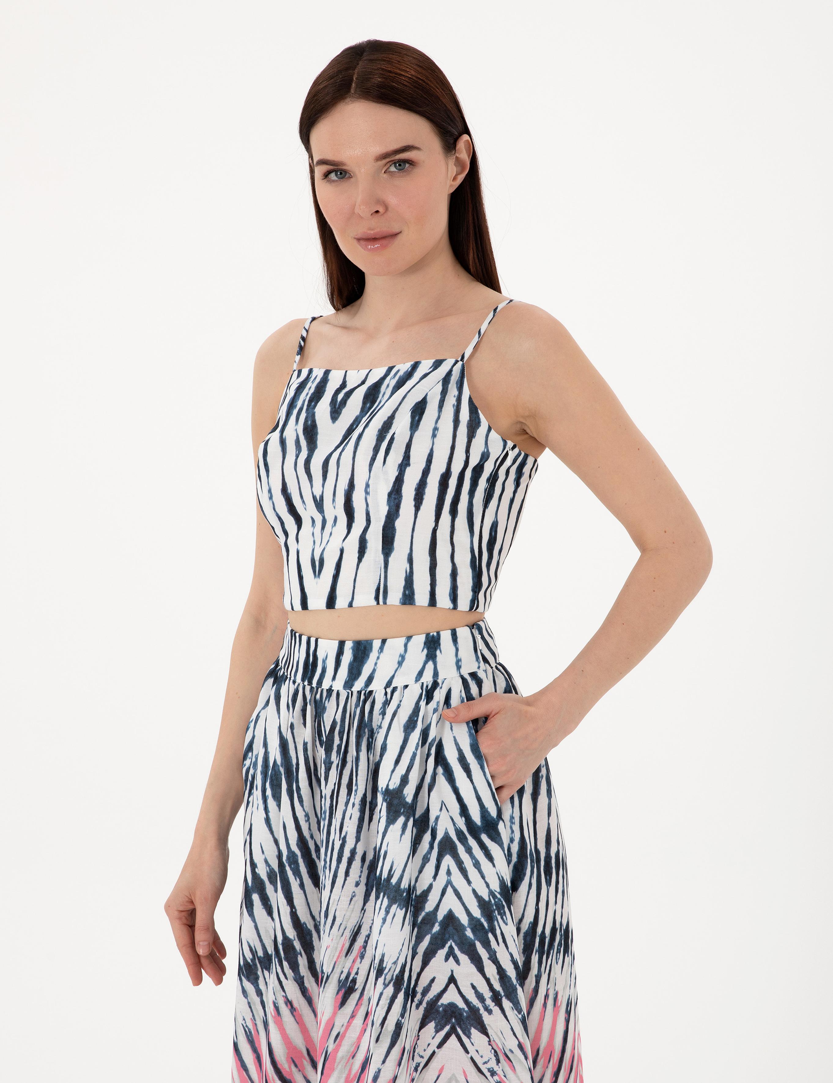 İndigo Crop Top Bluz