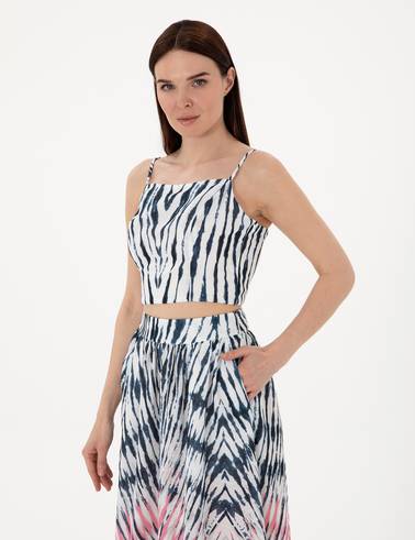 İndigo Crop Top Bluz