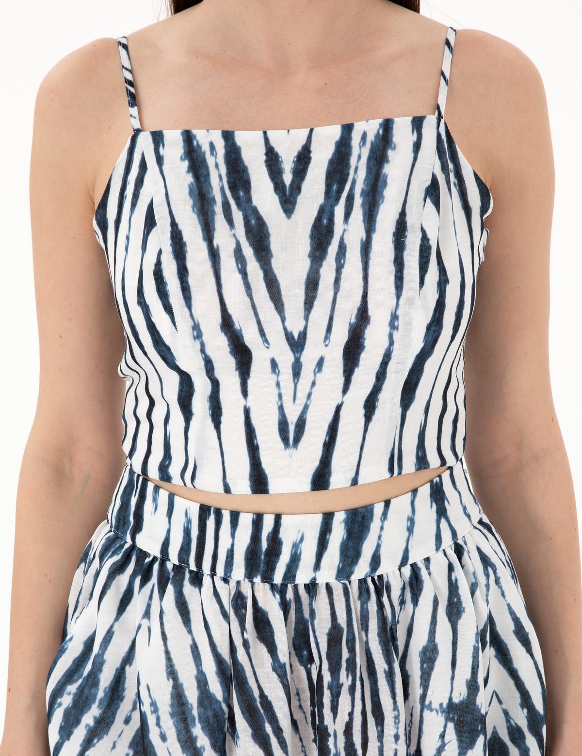 İndigo Crop Top Bluz - 50301145011