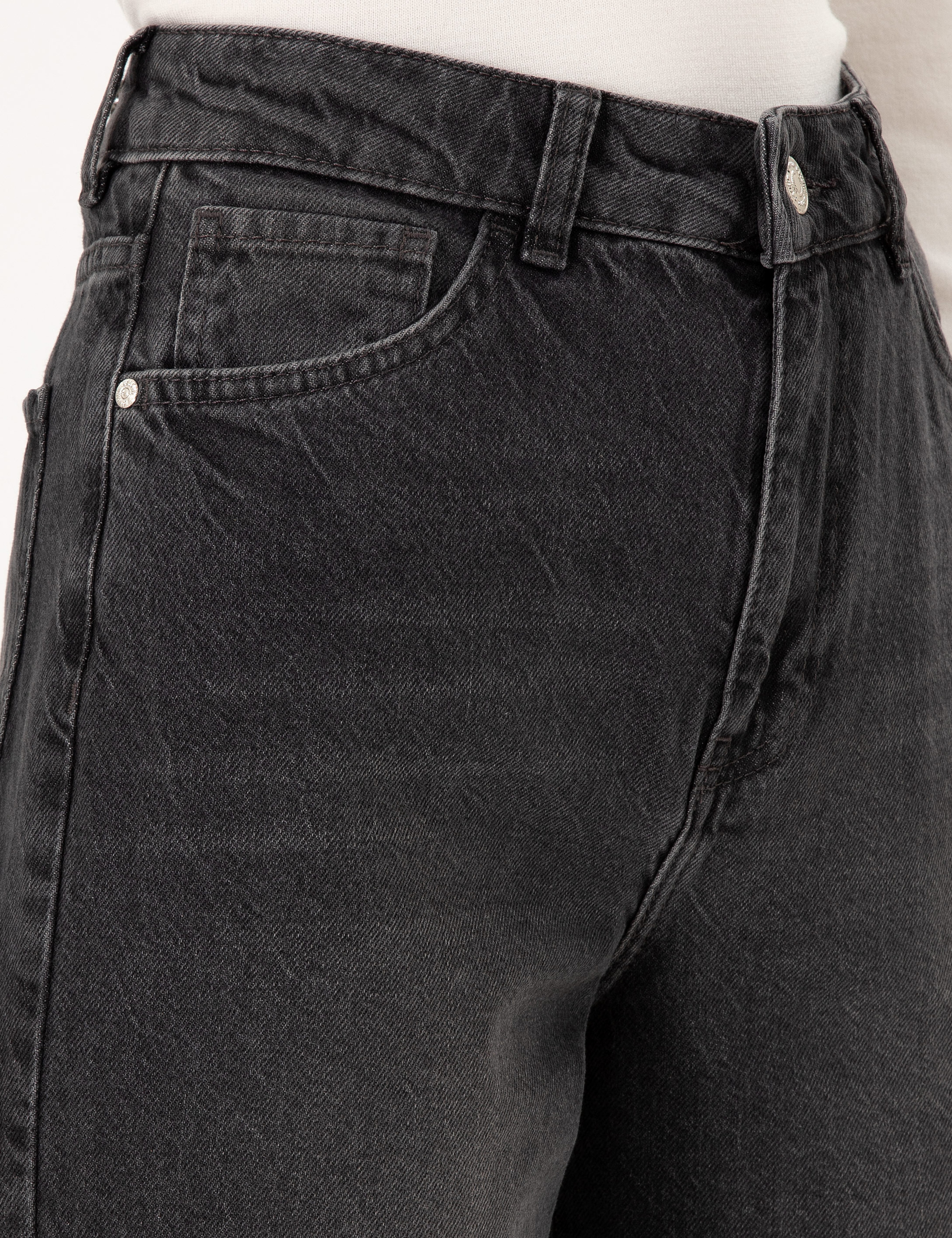 Gri High Waist Flare Fit Jean Pantolon - Image 5