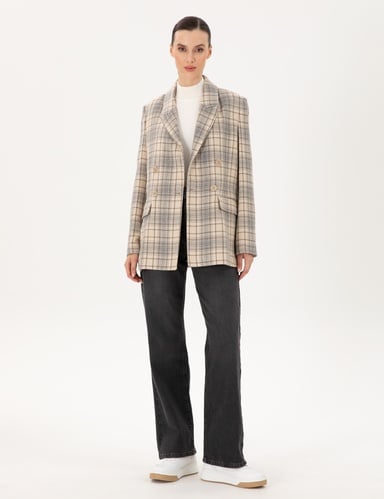 Gri High Waist Flare Fit Jean Pantolon