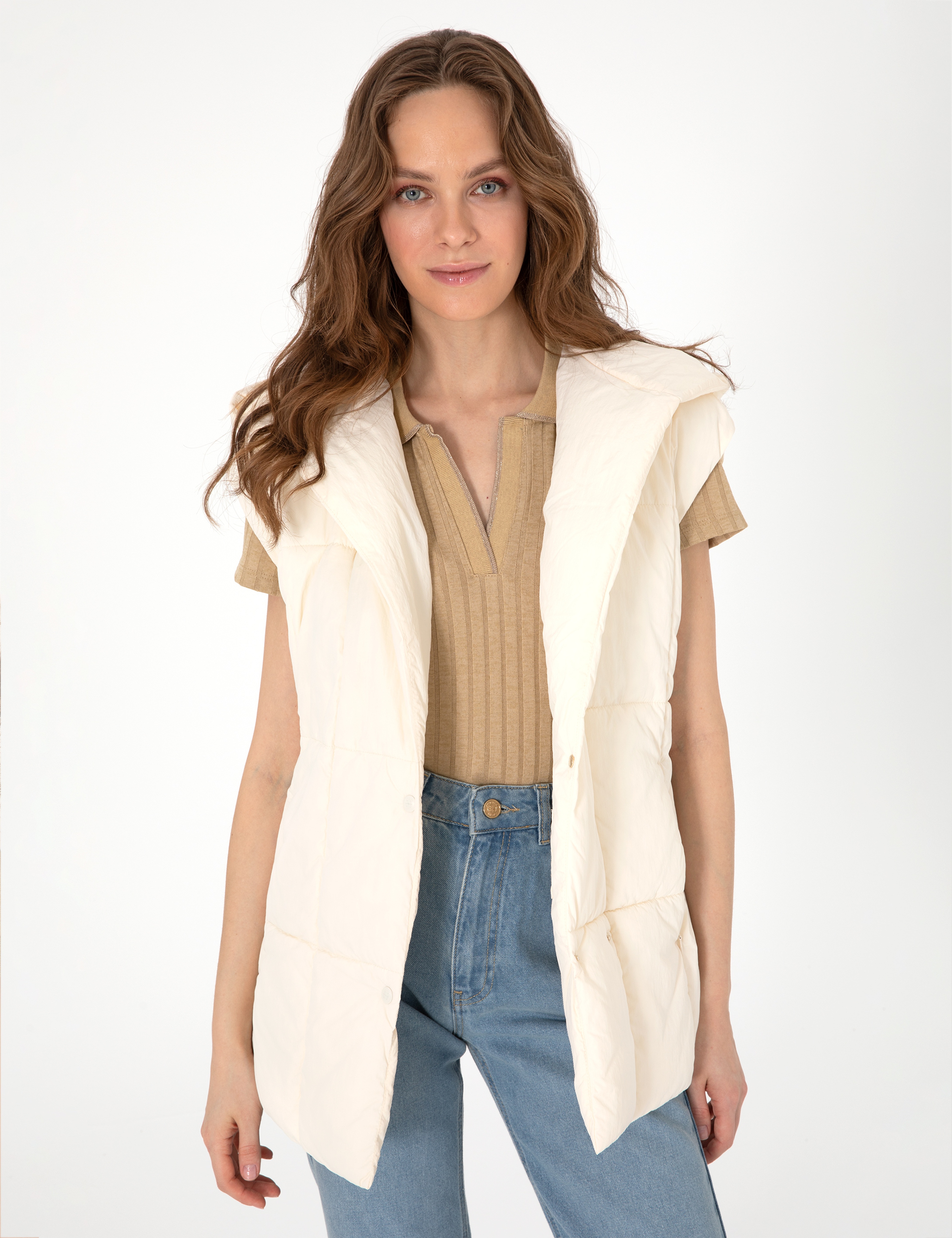 Ekru Regular Fit Yelek - Image 1