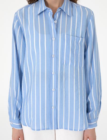 Mavi Comfort Fit Çizgili Uzun Kollu Gömlek - 50301089002