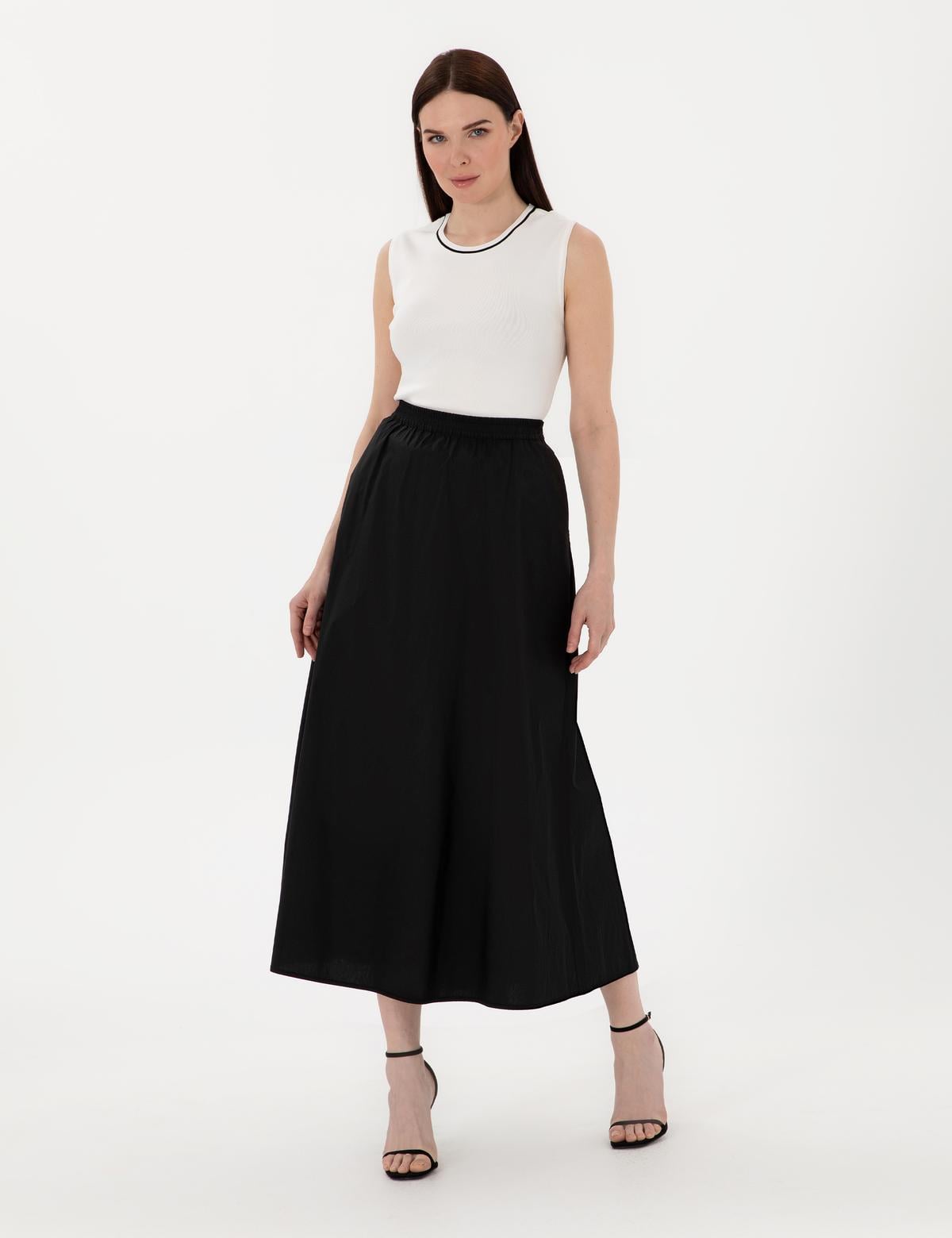 Siyah A Kesim Dokuma Etek - 50301215004