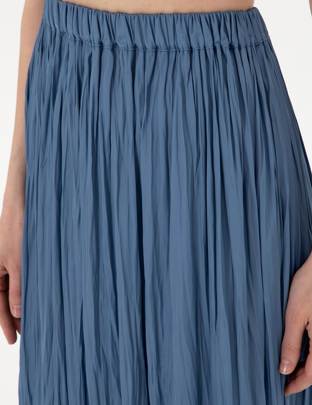 İndigo A Kesim Dokuma Etek - 50301213003