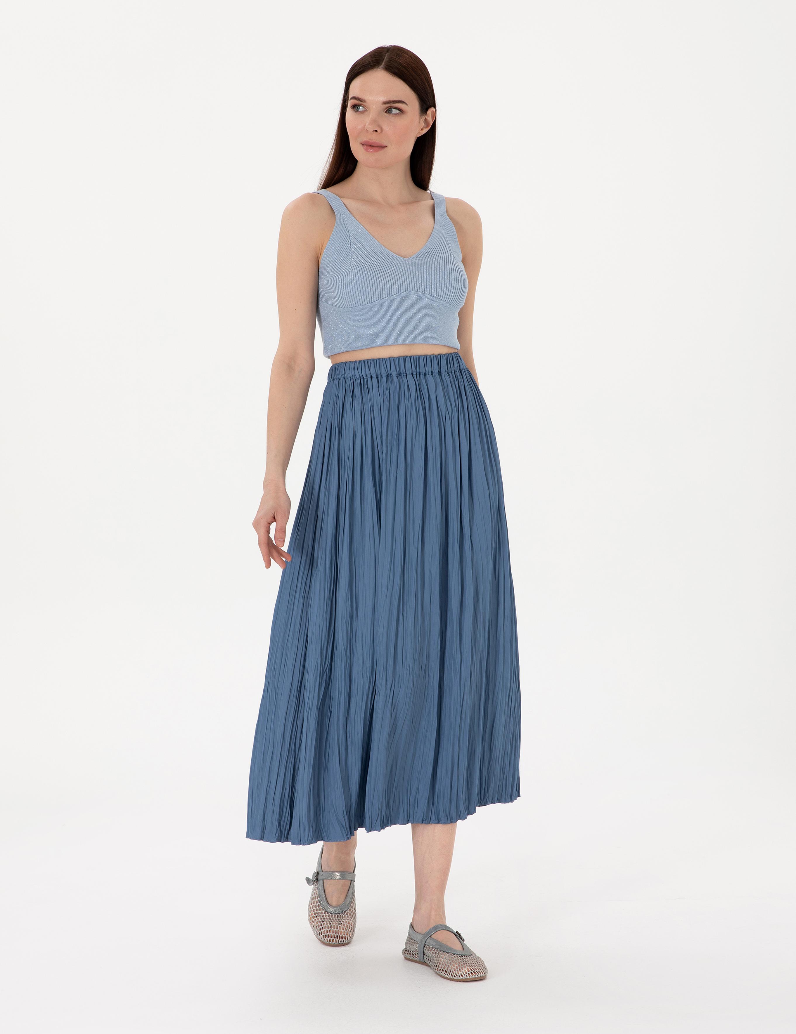 İndigo A Kesim Dokuma Etek