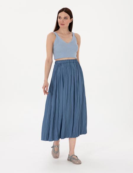 İndigo A Kesim Dokuma Etek - 50301213003