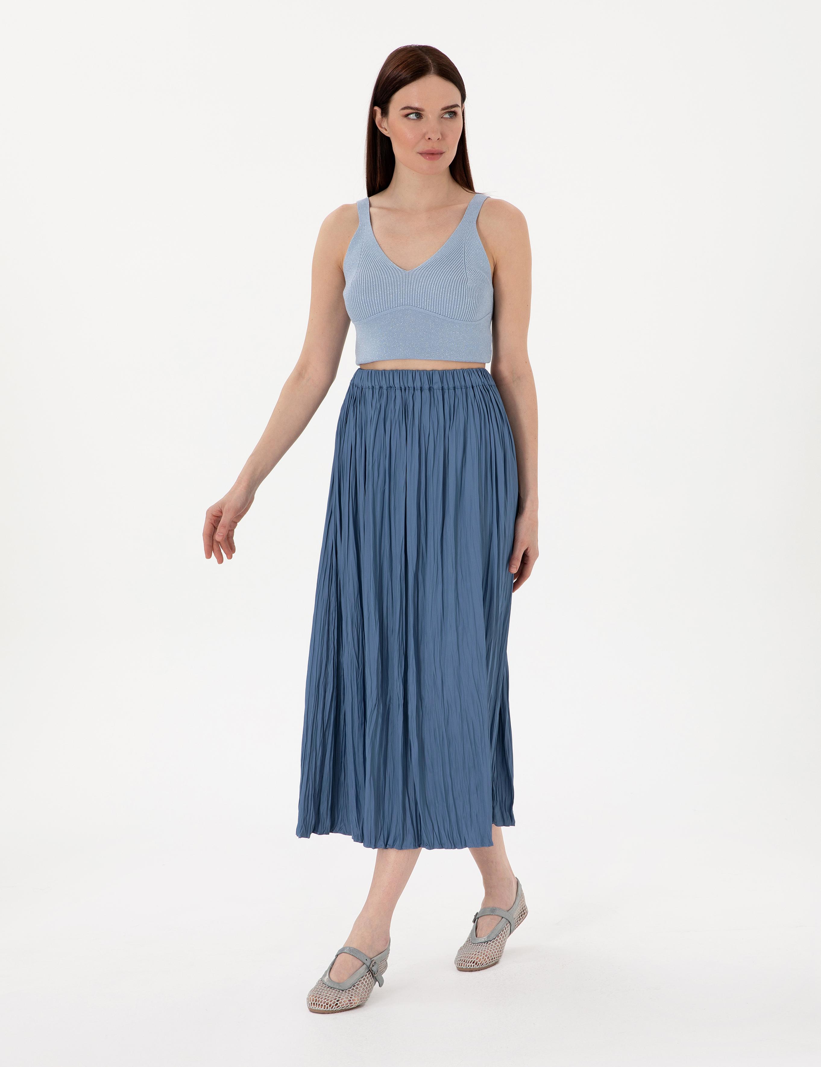 İndigo A Kesim Dokuma Etek