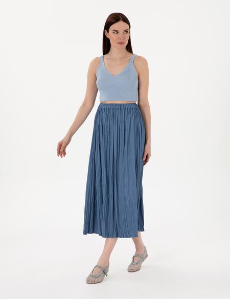 İndigo A Kesim Dokuma Etek - 50301213003