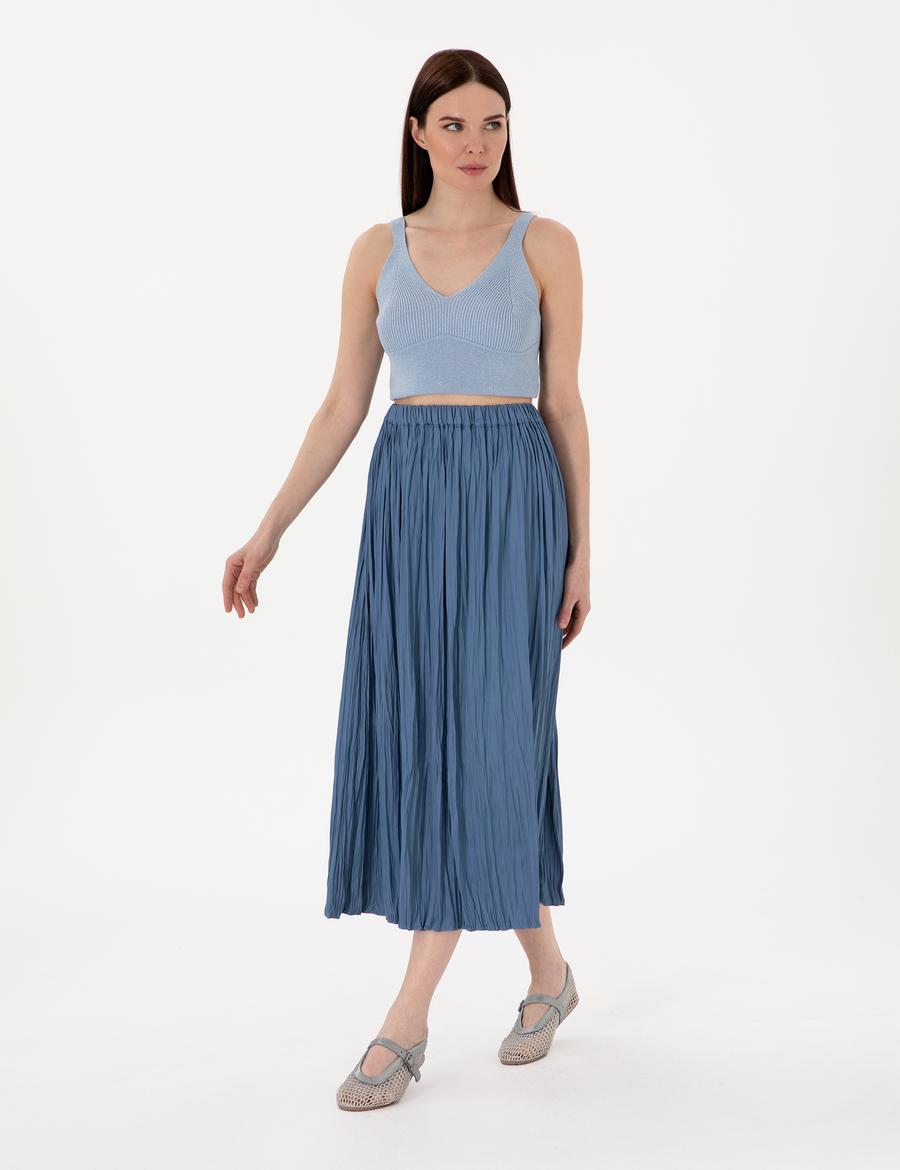 İndigo A Kesim Dokuma Etek