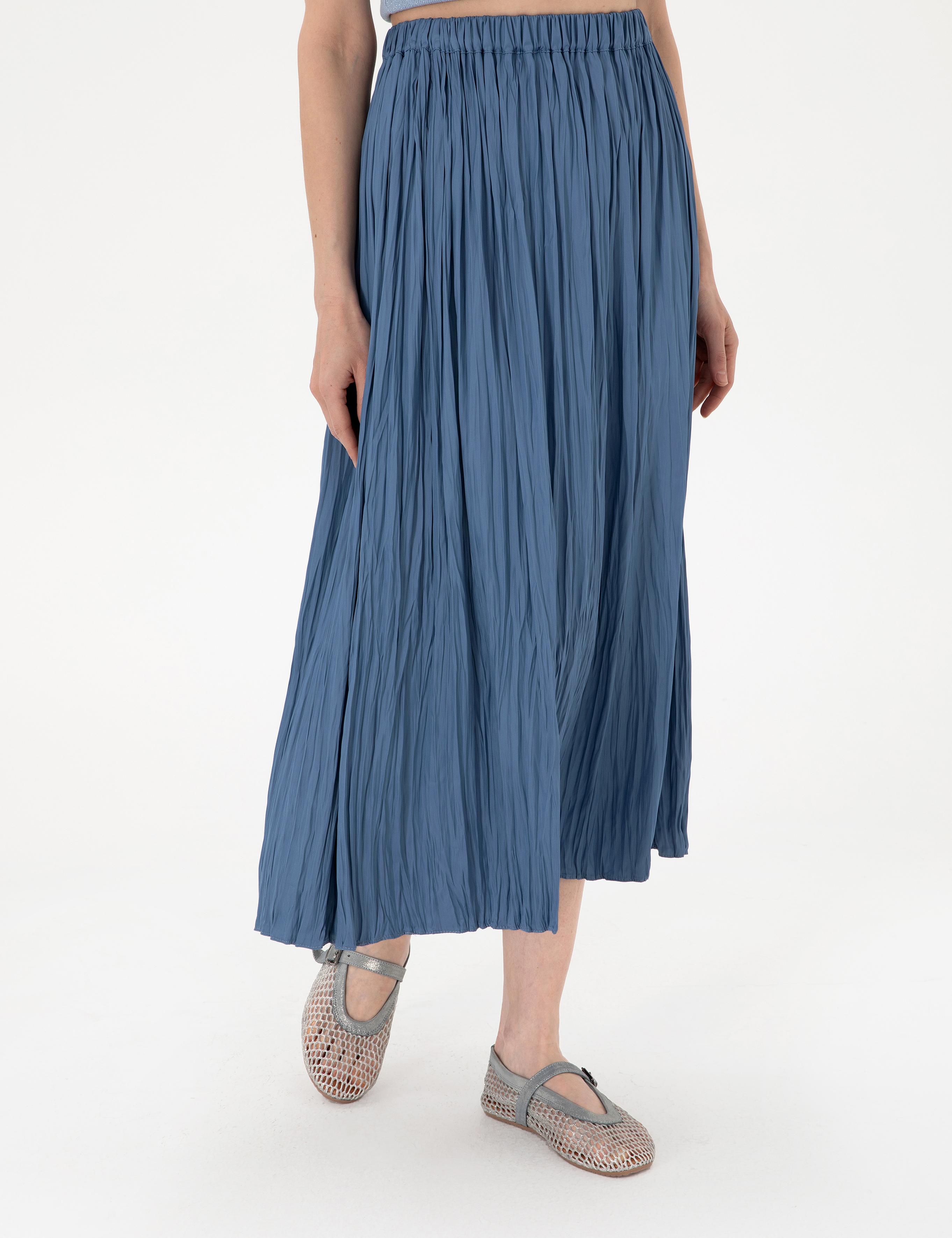 İndigo A Kesim Dokuma Etek