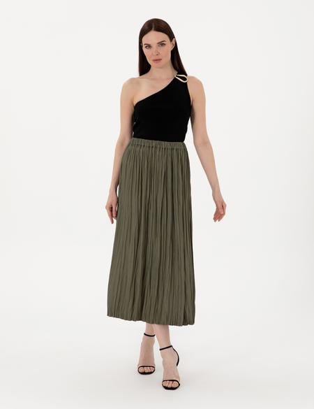 Haki A Kesim Dokuma Etek - 50301213016