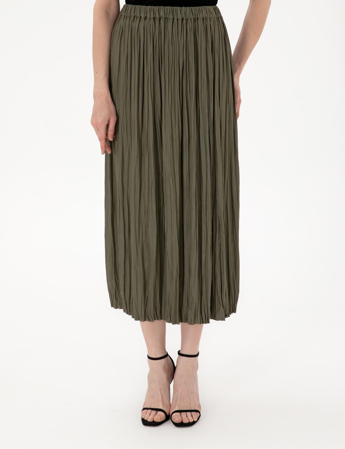 Haki A Kesim Dokuma Etek - 50301213016